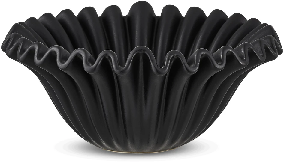 Ninni - Serveringsskål i stengods, H 10,5 Ø 23 cm - Svart