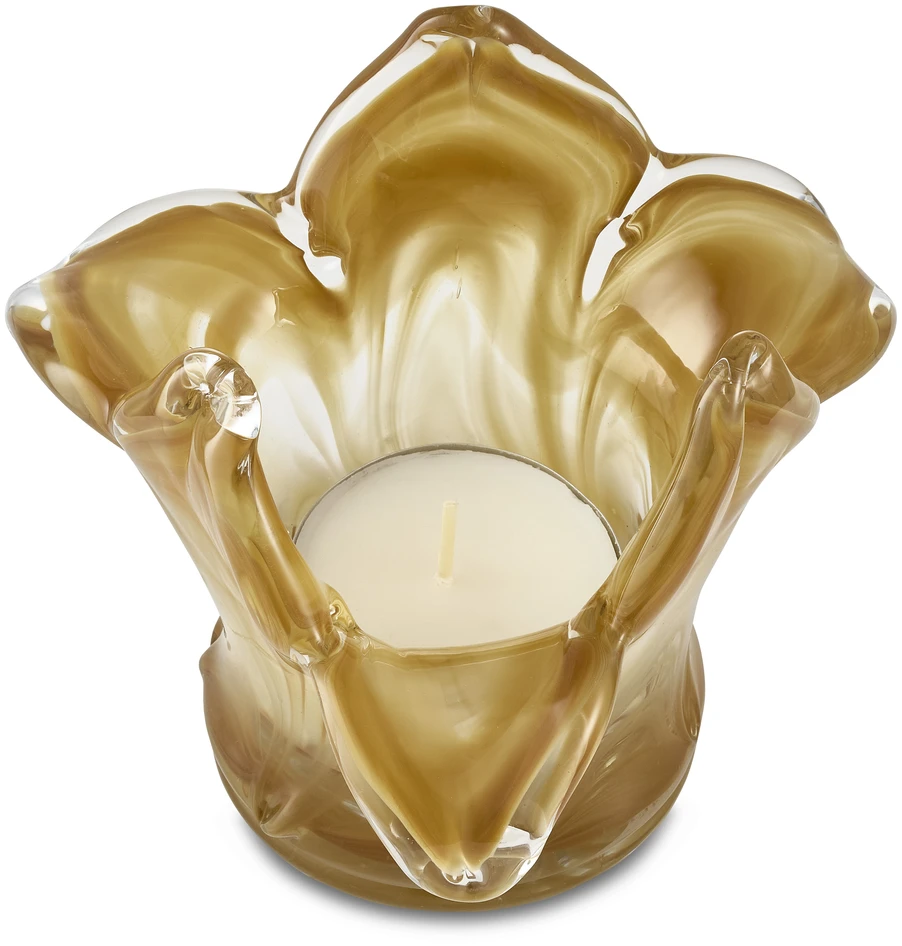 Azalea - Ljuslykta, H 13 Ø 16 cm - Beige