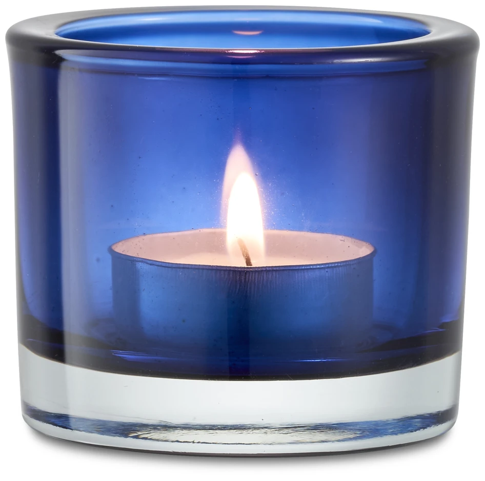 Mango - Ljuslykta, H 5,7 Ø 6,5 cm - Blå