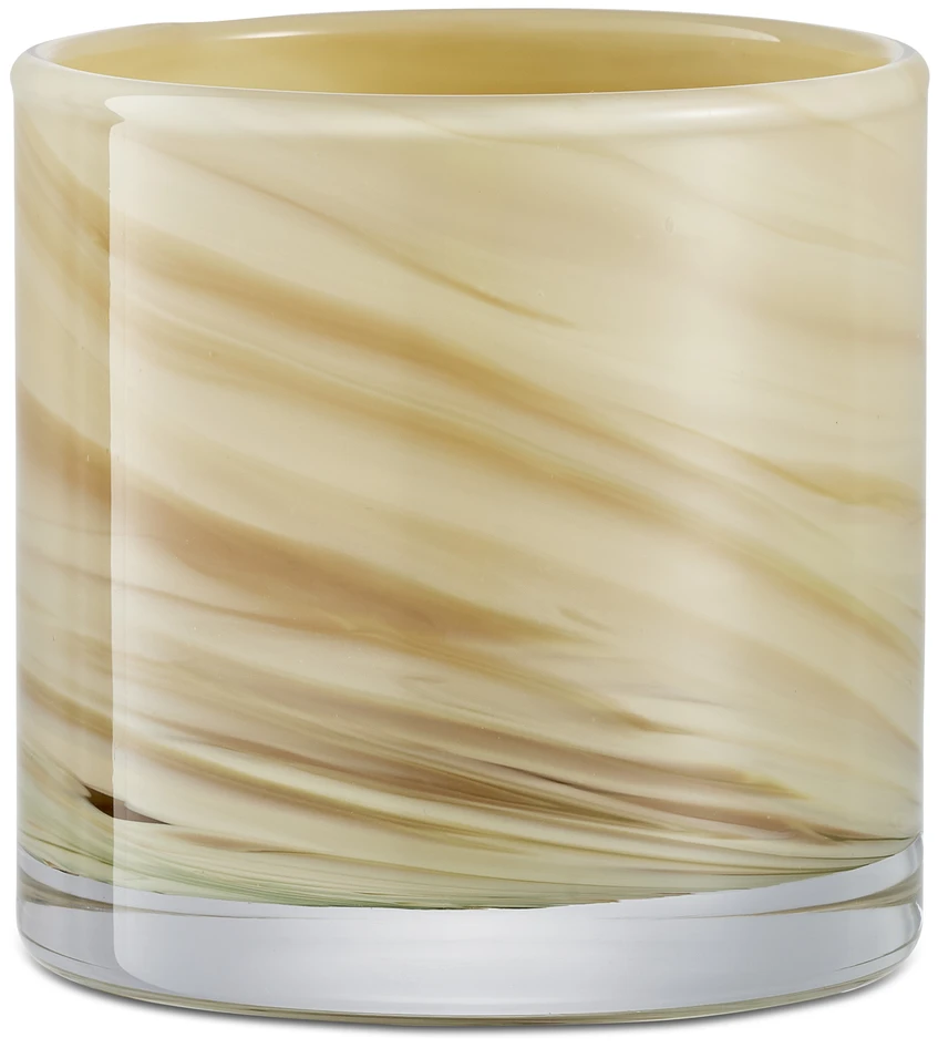 Swiss - Ljuslykta, H 8 Ø 8 cm - Beige