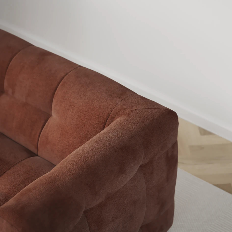 Bella - 3-sits soffa med divan höger - Orange