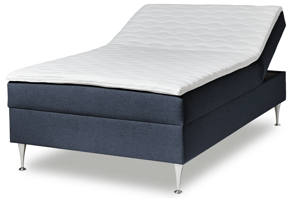 Ease - Manuellt ställbär säng med förvaring, enkelsäng 120x200 cm med bäddmadrass - Blå