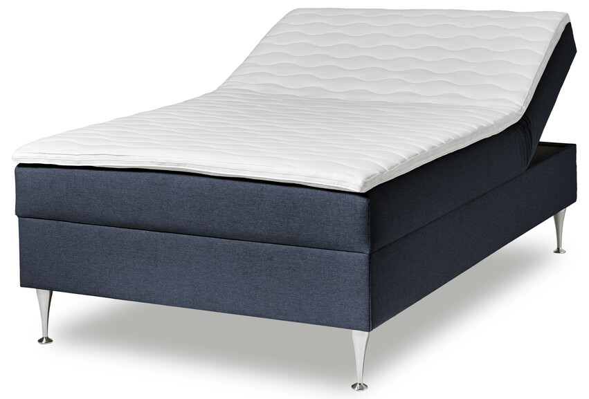 Ease - Manuellt ställbär säng med förvaring, enkelsäng 120x200 cm med bäddmadrass - Blå