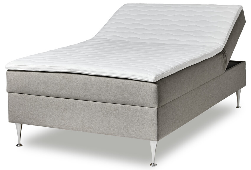 Ease - Manuellt ställbär säng med förvaring, enkelsäng 120x200 cm med bäddmadrass - Grå
