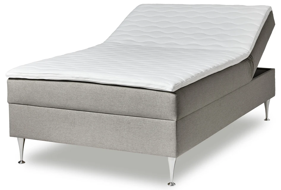 Ease - Manuellt ställbär säng med förvaring, enkelsäng 120x200 cm med bäddmadrass - Grå