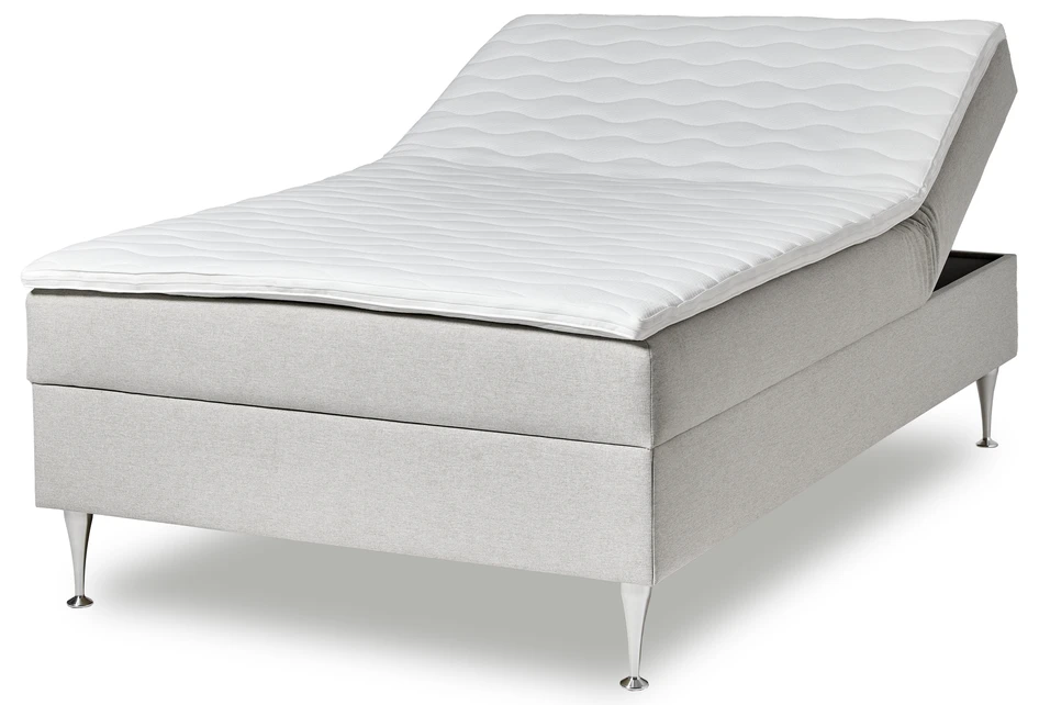 Ease - Manuellt ställbär säng med förvaring, enkelsäng 120x200 cm med bäddmadrass - Beige