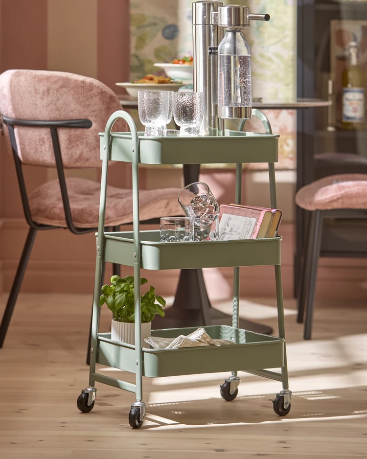 Rollo - Rullvagn med 3 hyllplan, utomhuslack - inspiration