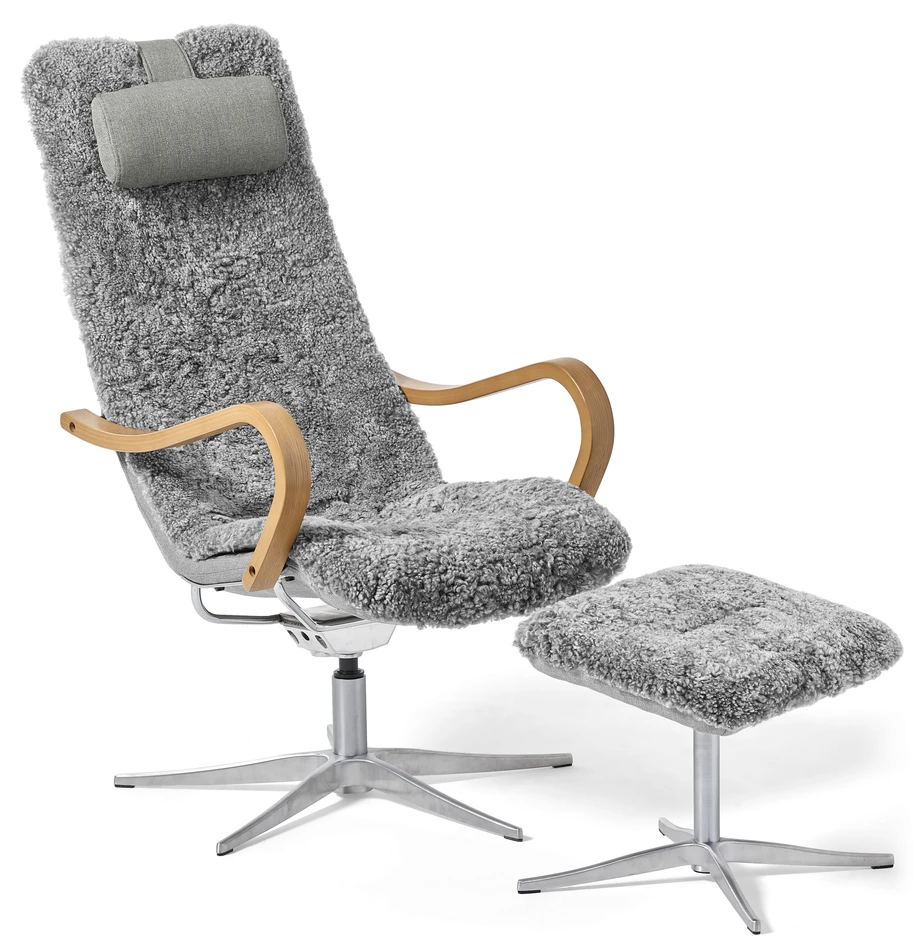 Anne - Fåtölj med fotpall - Grå