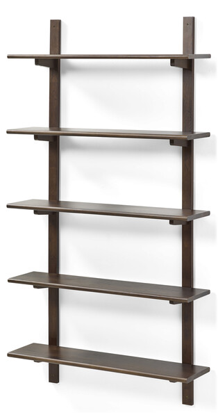 Living/Axel - Vägghylla med 2 konsoler & 5 hyllplan, 80x22x149 cm - Brun
