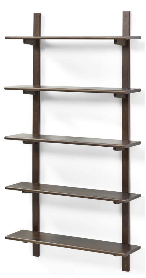 Living/Axel - Vägghylla med 2 konsoler & 5 hyllplan, 80x22x149 cm - Brun