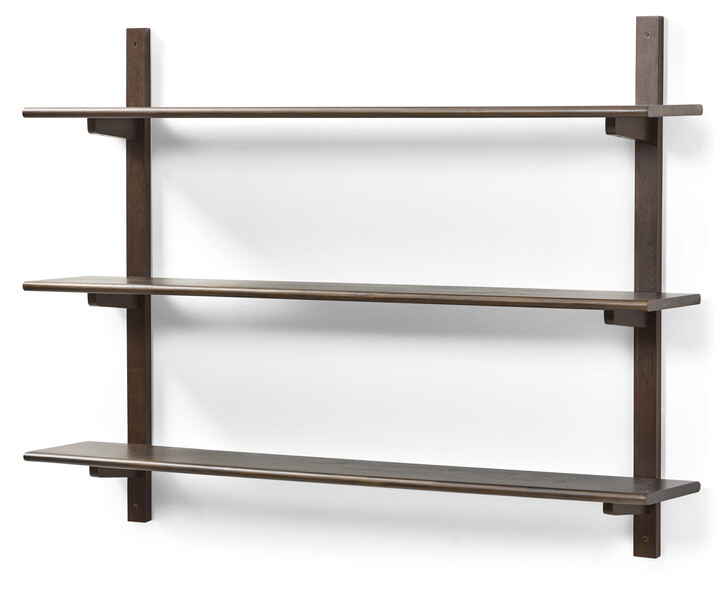 Living/Axel - Vägghylla med 2 konsoler & 3 hyllplan, 120x22x89,4 cm - Brun