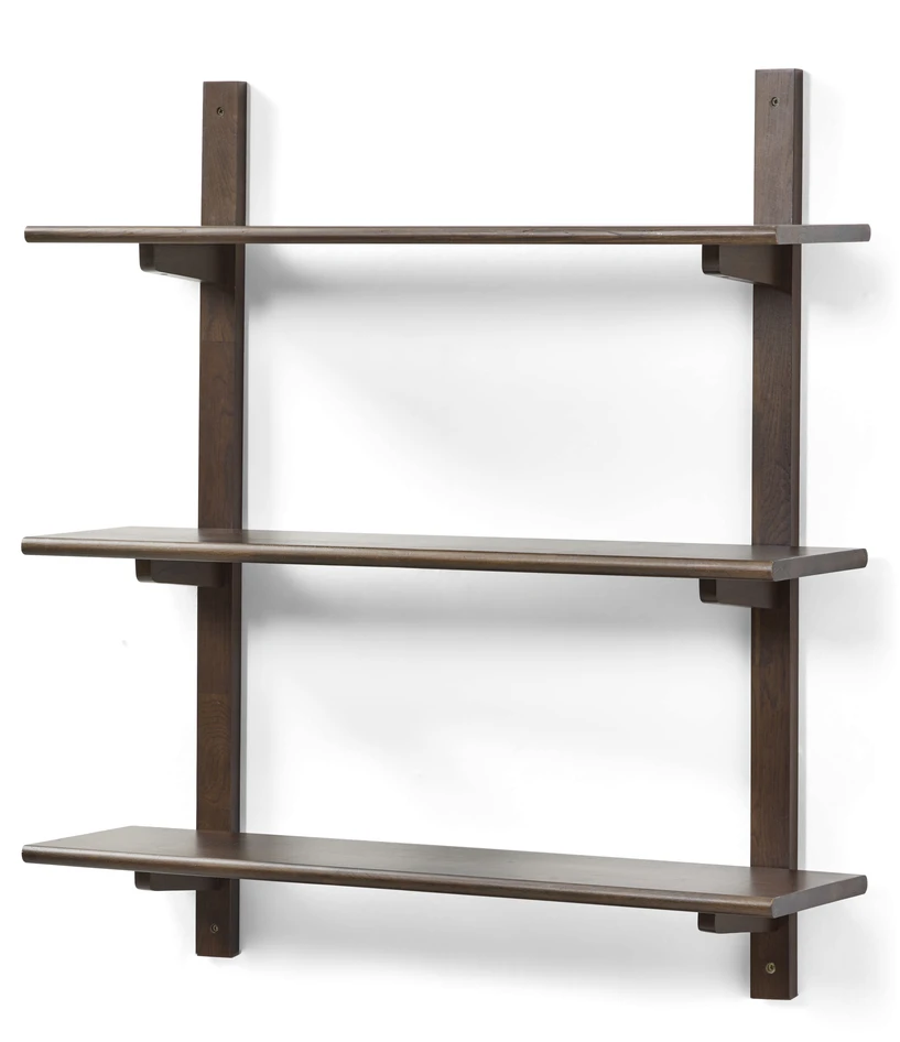 Living/Axel - Vägghylla med 2 konsoler & 3 hyllplan, 80x22x89,4 cm - Brun