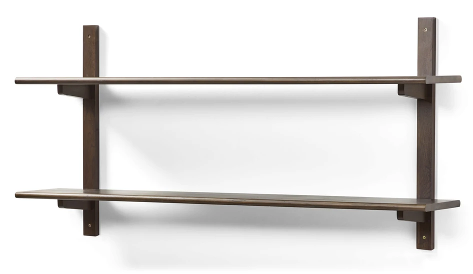 Living/Axel - Vägghylla med 2 konsoler/hyllplan, 120x22x59,6 cm - Brun