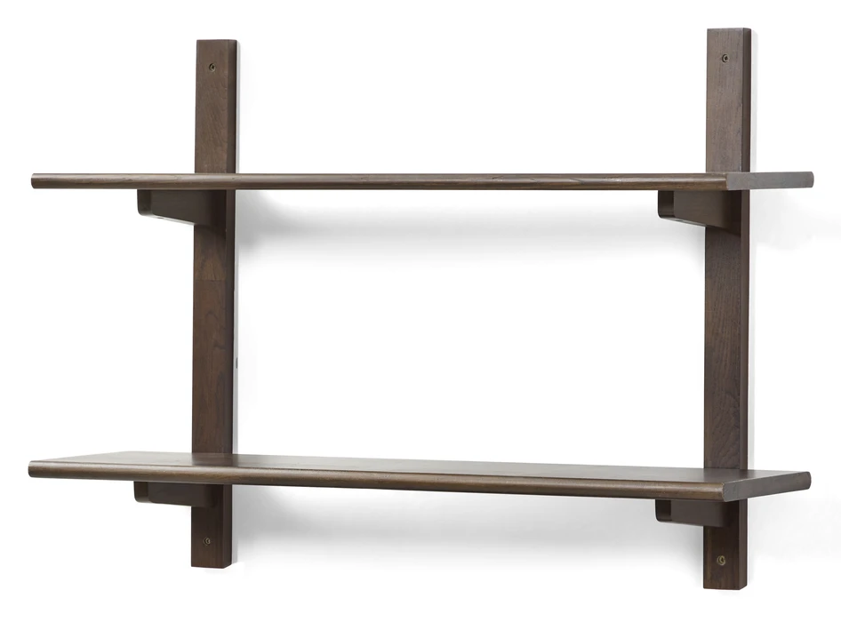 Living/Axel - Vägghylla med 2 konsoler/hyllplan, 80x22x59,6 cm - Brun