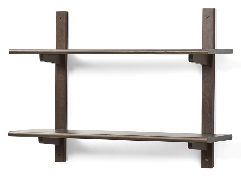 Living/Axel - Vägghylla med 2 konsoler/hyllplan, 80x22x59,6 cm - Brun