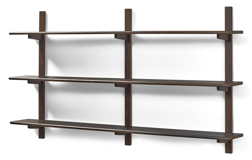 Living/Axel - Vägghylla med 3 konsoler/hyllplan, 160x22x89,4 cm - Brun