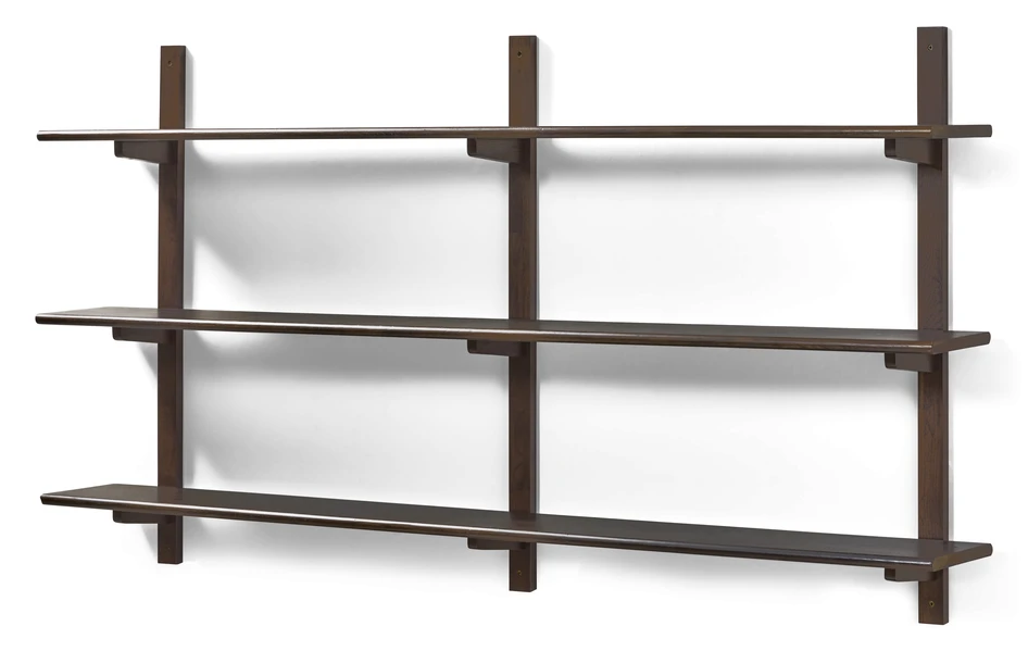 Living/Axel - Vägghylla med 3 konsoler/hyllplan, 160x22x89,4 cm - Brun