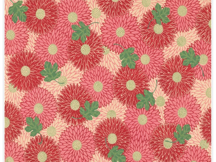 Blad met patroon van chrysanten, Poster