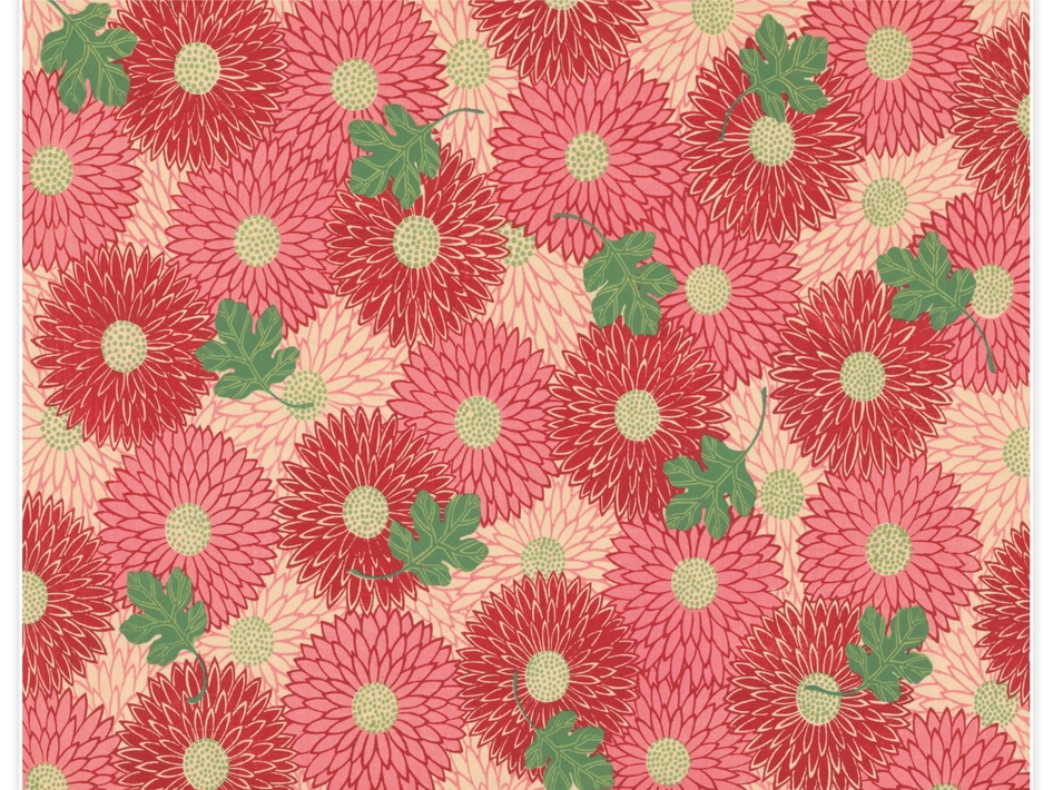 Blad met patroon van chrysanten - Poster