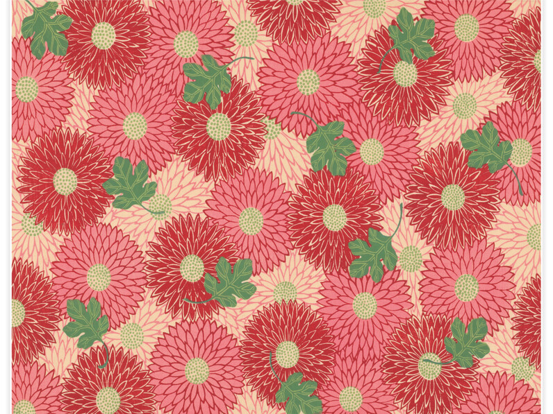 Blad met patroon van chrysanten - Poster