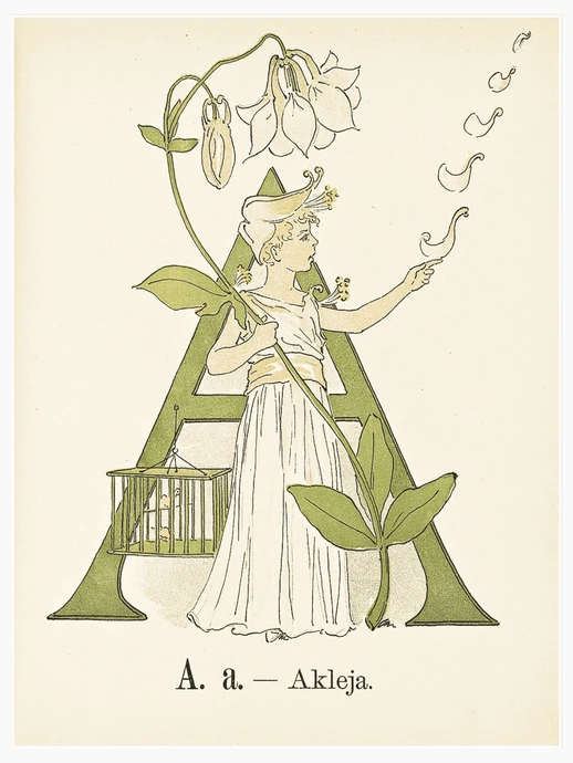 Prinsarnes blomsteralfabet - A, Poster