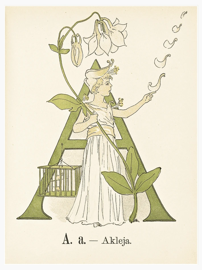 Prinsarnes blomsteralfabet - A - Poster