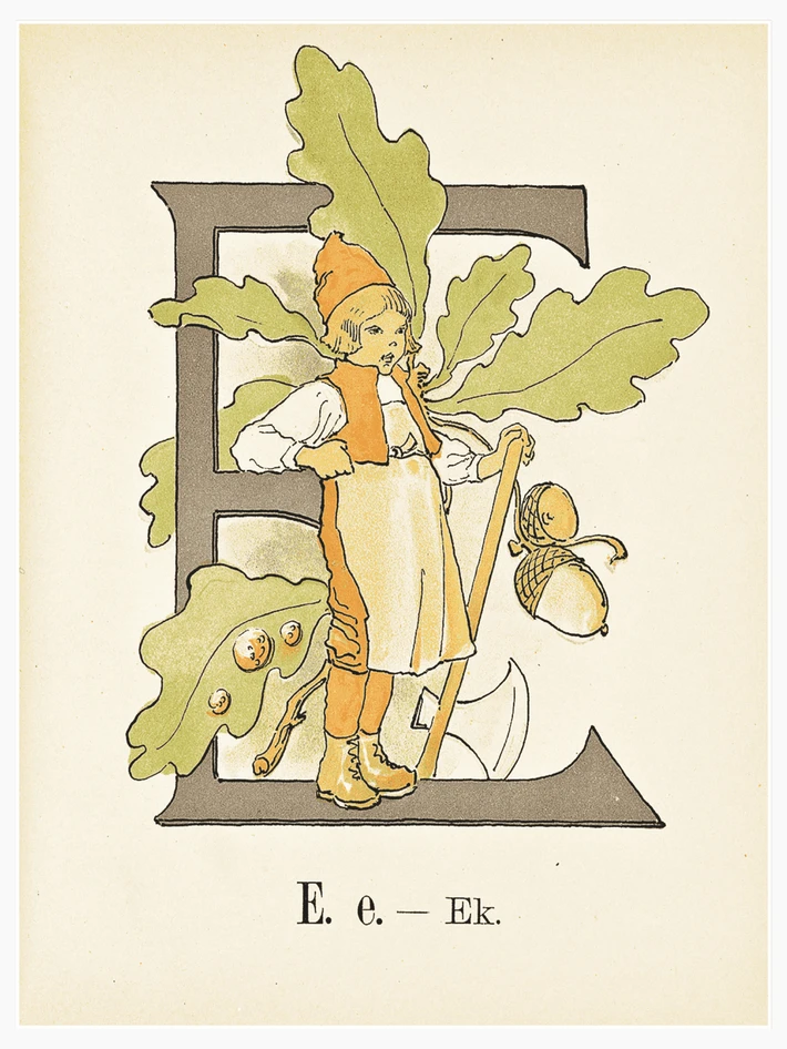 Prinsarnes blomsteralfabet - E - Poster