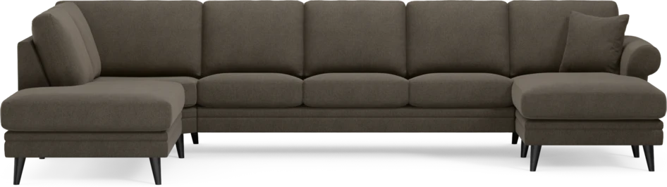 Eden - 3-sits soffa med divan vänster och schäslong höger - Brun