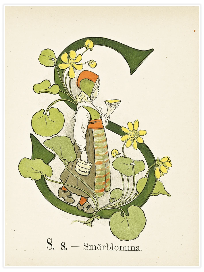 Prinsarnes blomsteralfabet - S - Poster