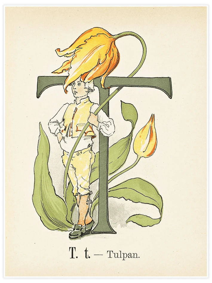 Prinsarnes blomsteralfabet - T - Poster