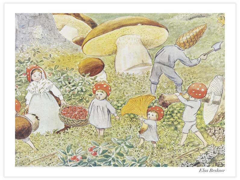 Samlar bär och svamp i den stora skogen - Poster