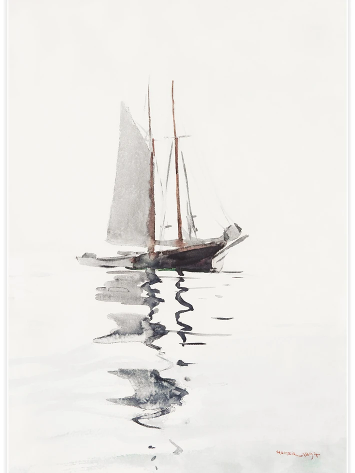 Two–masted Schooner with Dory - Poster
