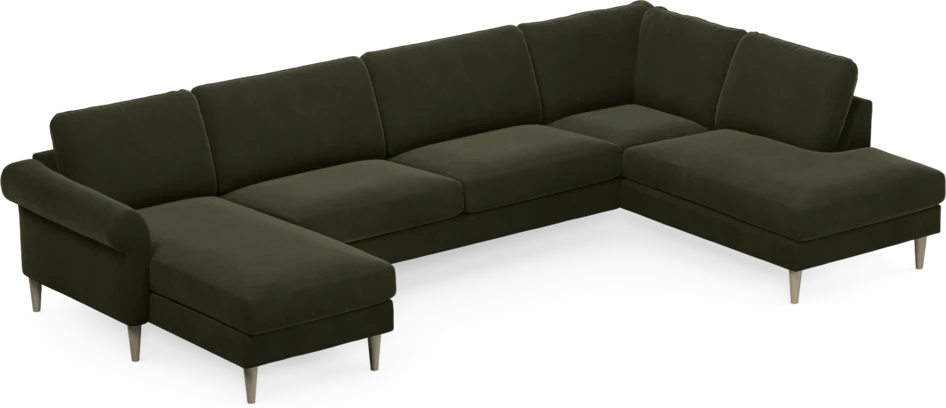 Bridge - 3-sits soffa med schäslong vänster och divan höger - Grön
