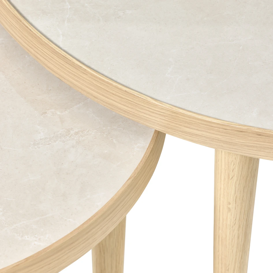 Tuva - Satsbord, Ø 55 H 42/Ø 80 H 47 cm - Vit