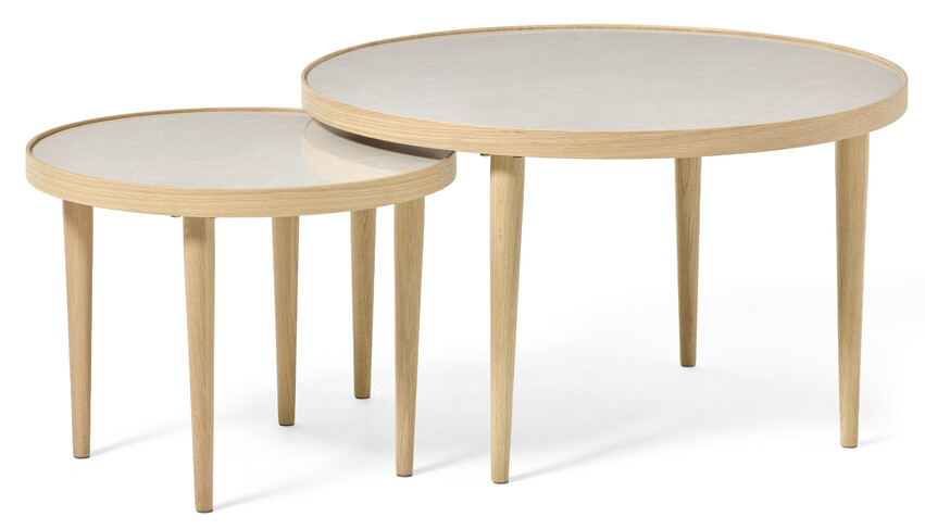 Tuva - Satsbord, Ø 55 H 42/Ø 80 H 47 cm - Vit