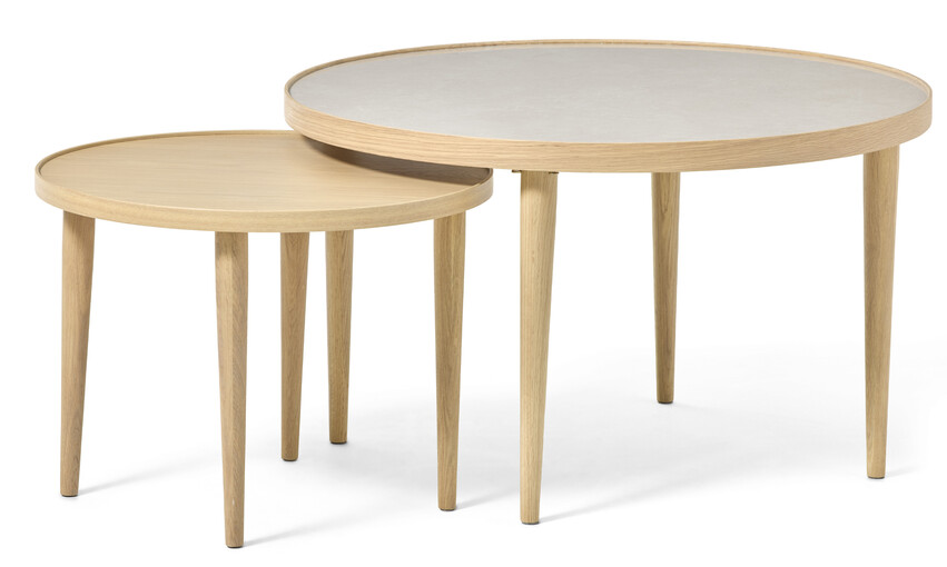 Tuva - Satsbord, Ø 55 H 41/Ø 80 H 47 cm - Vit