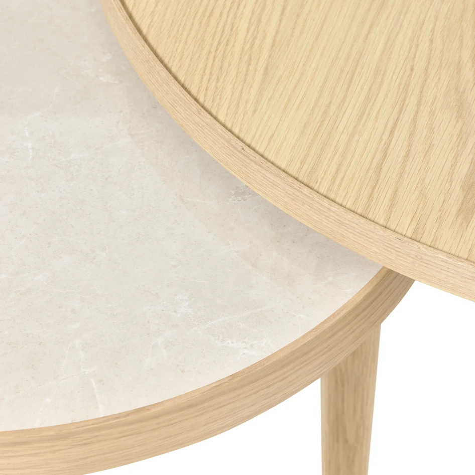 Tuva - Satsbord, Ø 55 H 42/Ø 80 H 46 cm - Vit