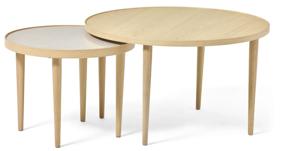 Tuva - Satsbord, Ø 55 H 42/Ø 80 H 46 cm - Vit