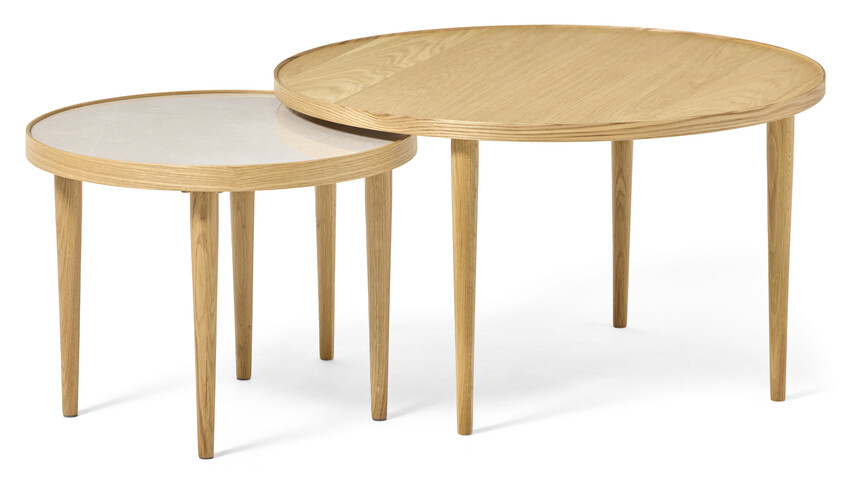 Tuva - Satsbord, Ø 55 H 42/Ø 80 H 46 cm - Beige