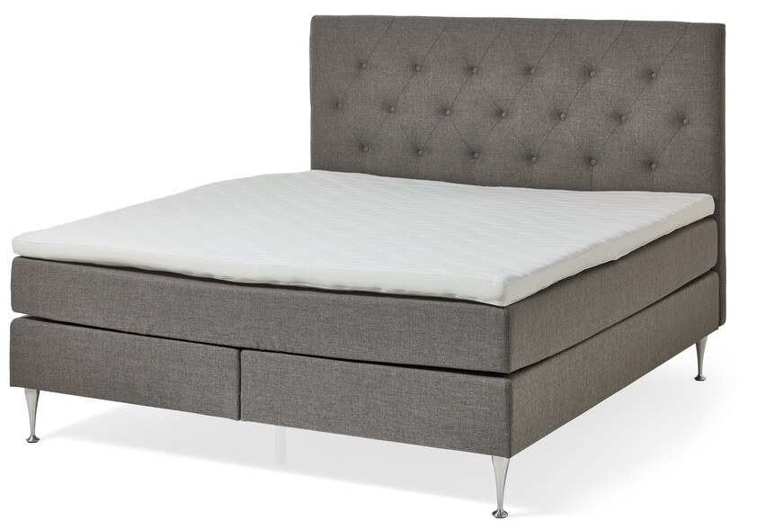 Granö - Kontinentalsäng, dubbelsäng med bäddmadrass och sänggavel - Grå