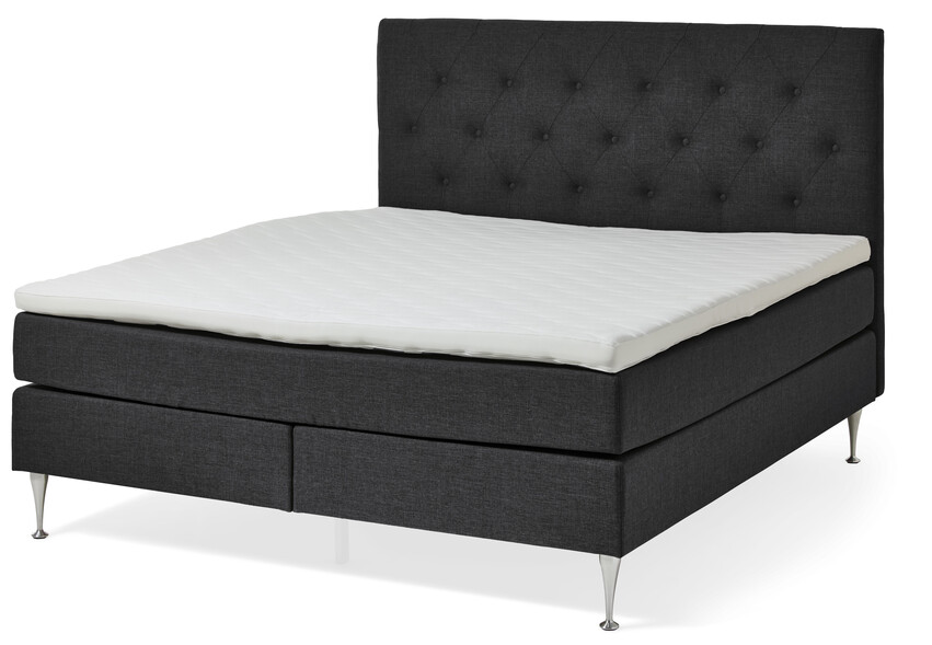 Granö - Kontinentalsäng, dubbelsäng med bäddmadrass och sänggavel - Grå