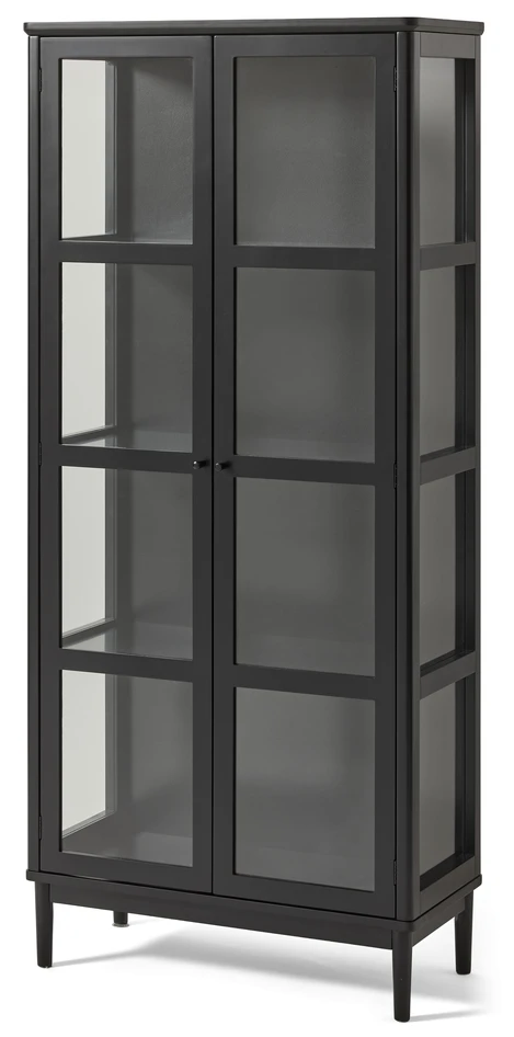 Tova - Vitrinskåp 2 dörrar, 179x37x81 cm - Svart