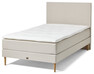 Sandby - Kontinentalsäng, enkelsäng med bäddmadrass, 12 cm träben och slät sänggavel - Beige