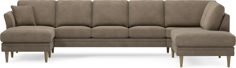 Eden - 3-sits soffa med schäslong vänster och divan höger - Brun