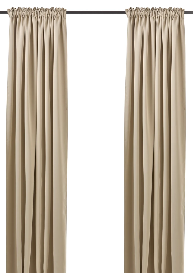 Shade - Rumsförmörkande gardin, 2-pack, 140x250 cm. - Beige