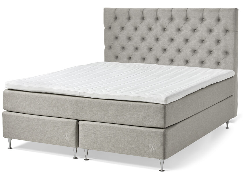 Särö Comfort - Kontinentalsäng, dubbelsäng med bäddmadrass Särö Comfort och Särö pikerad XL sänggavel - Beige