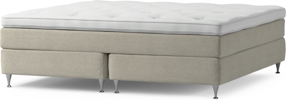Delux Sense - Kontinentalsäng, dubbelsäng med bäddmadrass och sängben - Beige