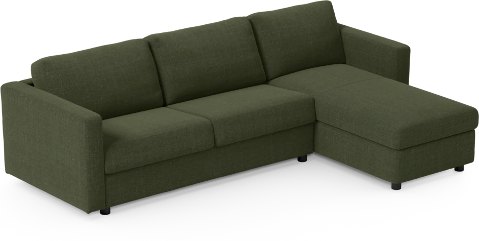 Lindö - Bäddsoffa 2,5-sits med schäslong, vändbar - Grön