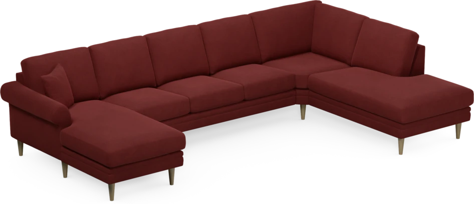 Eden - 3-sits soffa med schäslong vänster och divan höger - Röd