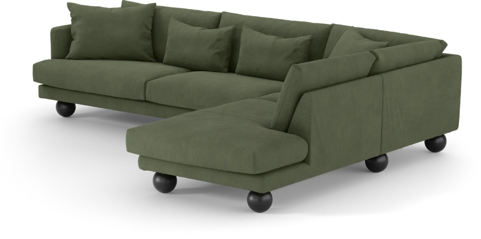 Harper - 3-sits soffa med divan höger - Grön
